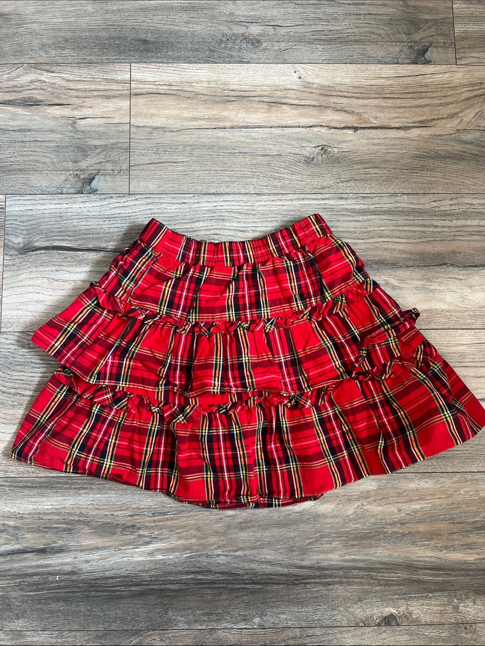 Crewcuts Red Plaid Tiered Ruffle Skirt